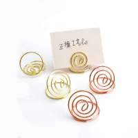 24pcs stainless steel creative ring shape card holder circle stereo note pad table numbers holders menu clips